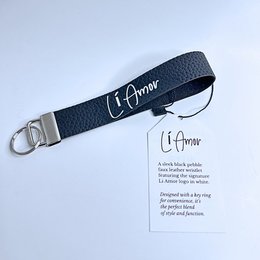 Li Amor Black Faux Leather Wristlet – Handmade by Li Amor - Li Amor 
